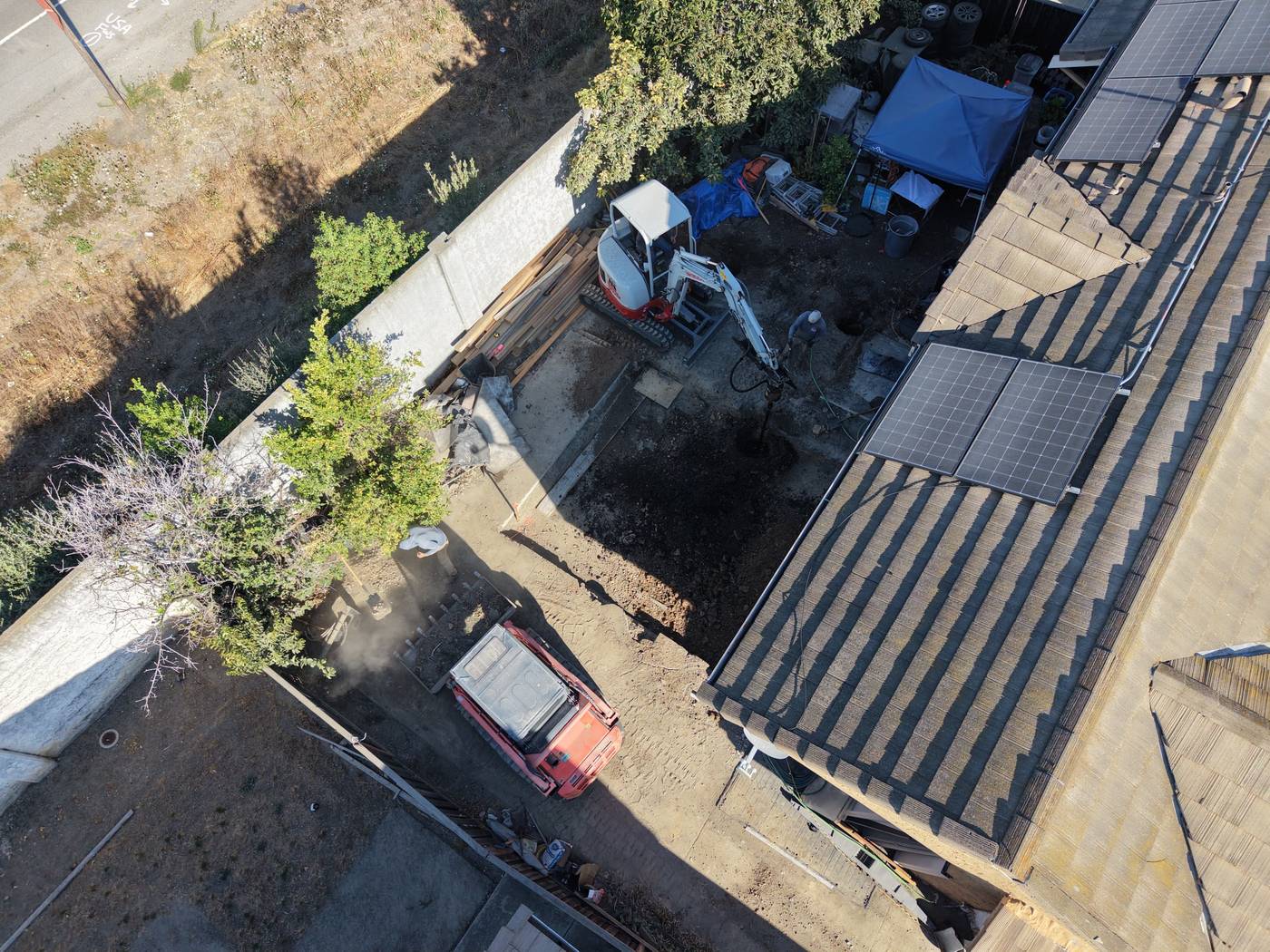 Excavation begins for a home addition foundation in Milpitas